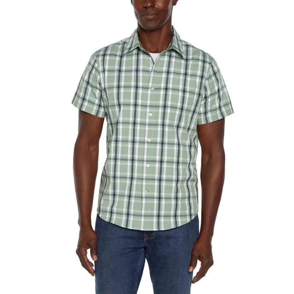 Gap Men's L Short Sleeve Poplin Plaid Button Down Shirt  N0663